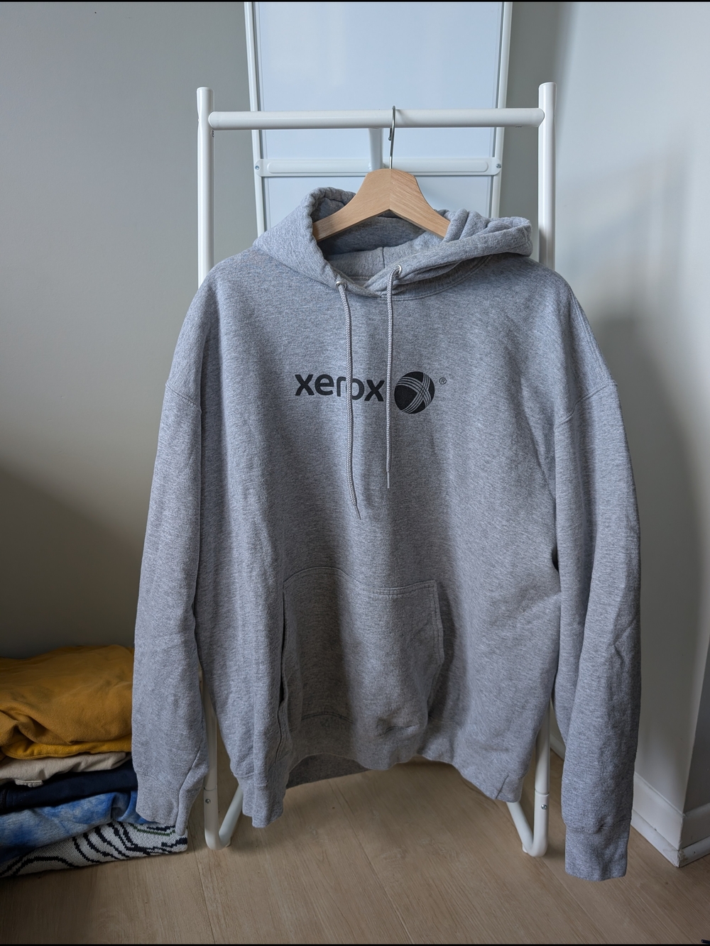 xerox Gray Crewneck Hoodie with Front Pocket